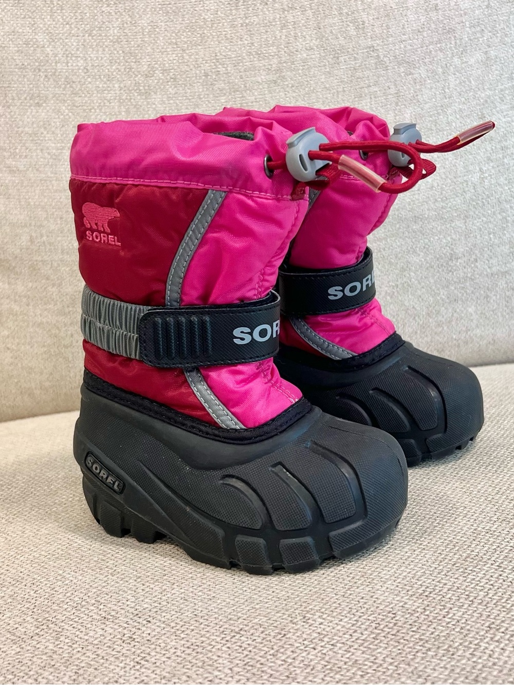 Sorel Size 6 Toddler Girls Pink Winter Snow Boots Waterproof Insulated GUC